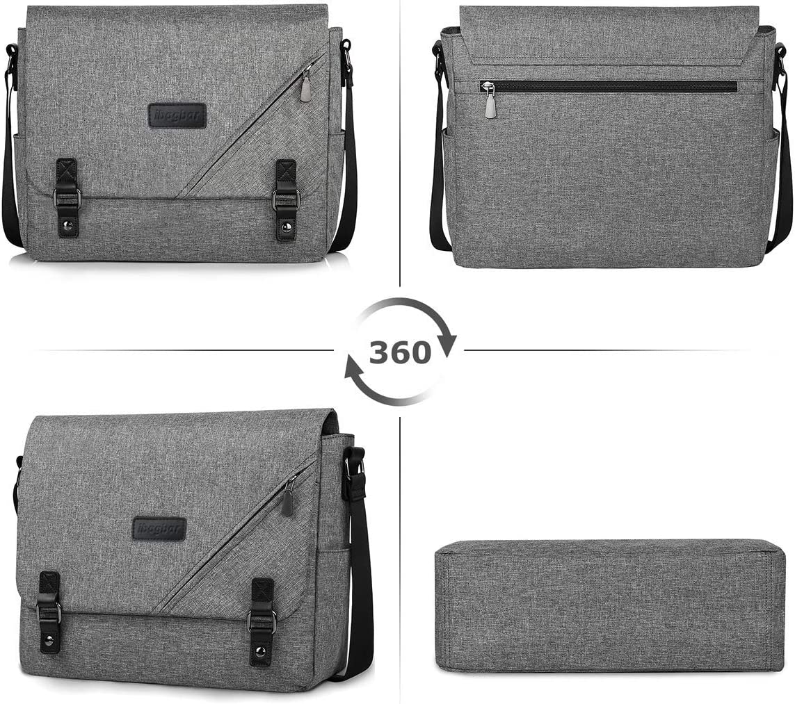 ibagbar Water Resistant Messenger Bag Satchel Shoulder Crossbody Sling Working Bag Bookbag Briefcase Fits 14 Inch Laptop for Men and Women - Image 3